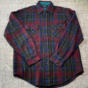 Vintage 80s-90s Williams Bay Plaid Flannel Red/Green/Blue Large Mens